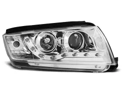 Lampy przednie (+DRL) CHROME SKODA FABIA 12.99-08 największy sklep tuningowy w Polsce!