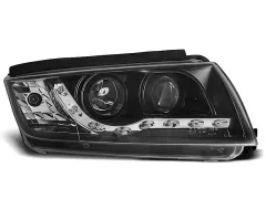 Lampy przednie (+DRL) BLACK SKODA FABIA 12.99-08 największy sklep tuningowy w Polsce!