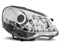 Lampy przednie (+DRL) CHROME VW POLO 9N3 04.05-09 największy sklep tuningowy w Polsce!