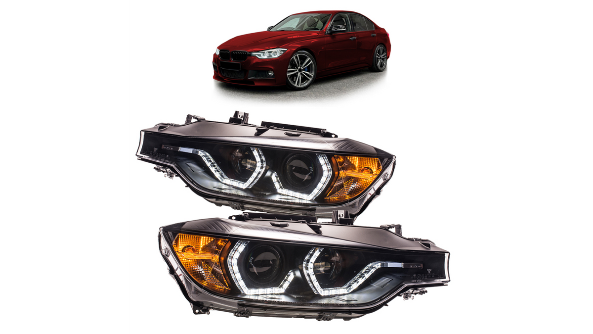 Lampy BMW 3 F30 F31 Facelift Przód DRL Black największy sklep tuningowy w Polsce!