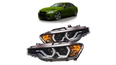 Lampy BMW 3 F30 F31 Przód DRL Black największy sklep tuningowy w Polsce!