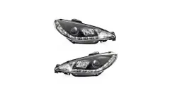 Lampy PEUGEOT 206 CC SW Przód Projector Black największy sklep tuningowy w Polsce!