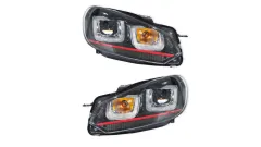 Lampy Volkswagen Golf VI Przód DRL Red-Black największy sklep tuningowy w Polsce!