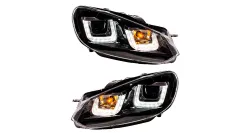 Lampy Volkswagen Golf VI Przód DRL Black największy sklep tuningowy w Polsce!