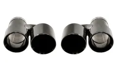 Podwójna Końcówka Tłumika 2x101mm wejście 76mm Black Chrome Zestaw największy sklep tuningowy w Polsce!