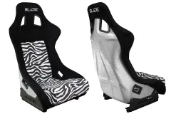 Fotel sportowy SLIDE KS2 Premium Black & Zebra Welur Silver Glitter największy sklep tuningowy w Polsce!