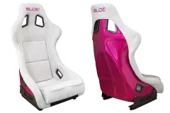 Fotel sportowy SLIDE KS2 Premium Light Grey Welur Bright Pink Glitter największy sklep tuningowy w Polsce!