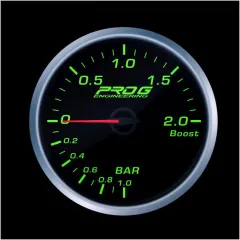Wskaźnik Pro G Race Series RS, doładowania Boost 2 Bar GREEN 52mm największy sklep tuningowy w Polsce!
