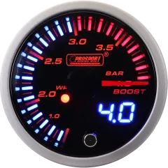 Prosport JDM Series 52mm - Wskaźnik doładowania 0-4 Bar z wodoodpornym czujnikiem największy sklep tuningowy w Polsce!