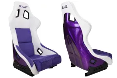 Fotel sportowy SLIDE KS2 Premium White Purple Welur & Purple Glitter największy sklep tuningowy w Polsce!