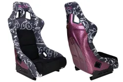 Fotel sportowy SLIDE KS2 Premium Black & Spray Graffity Welur Pink Glitter największy sklep tuningowy w Polsce!