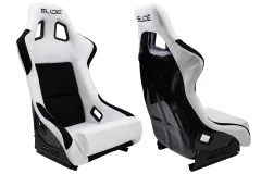 Fotel sportowy SLIDE KS2 Premium White & Black Welur Carbon Glitter największy sklep tuningowy w Polsce!