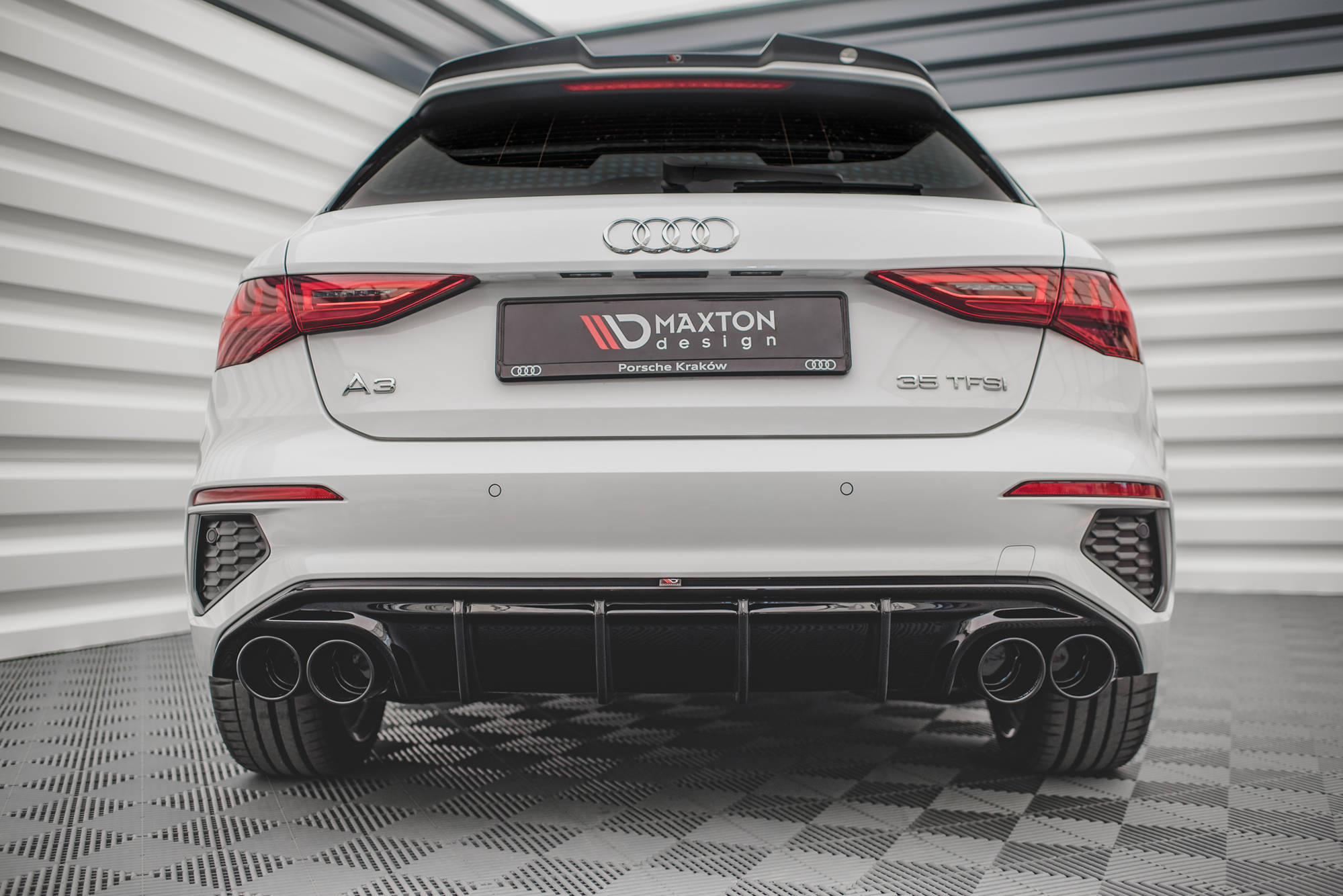 Dokładka Tylna + Atrapa Wydechu Audi A3 S-Line Sportback  8Y Maxton największy sklep tuningowy w Polsce!