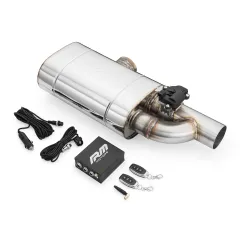 Aktywny tłumik z przepustnicą EV04 dł. 350 mm wejście 76 mm / 3 cale elektryczny lewy RM Motors największy sklep tuningowy w Polsce!