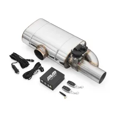 Aktywny tłumik z przepustnicą EV04 dł. 350 mm wejście 76 mm / 3 cale elektryczny prawy RM Motors największy sklep tuningowy w Polsce!
