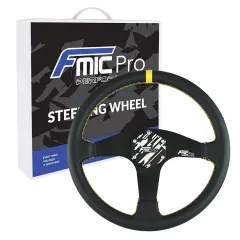 Kierownica sportowa FMIC Pro Classic skórzana 350mm odsadzenie 33mm żółta największy sklep tuningowy w Polsce!