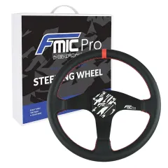 Kierownica sportowa FMIC Pro Classic skórzana 350mm odsadzenie 33mm czerwona największy sklep tuningowy w Polsce!