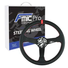 Kierownica sportowa FMIC Pro Track skórzana 350mm odsadzenie 33mm czerwona największy sklep tuningowy w Polsce!