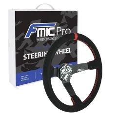 Kierownica sportowa FMIC Pro Track zamszowa 350mm odsadzenie 90mm czerwona największy sklep tuningowy w Polsce!