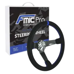 Kierownica sportowa FMIC Pro Track zamszowa 350mm odsadzenie 90mm niebieska największy sklep tuningowy w Polsce!