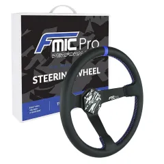 Kierownica sportowa FMIC Pro Track skórzana 350mm odsadzenie 90mm niebieska największy sklep tuningowy w Polsce!