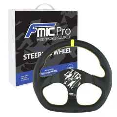 Kierownica sportowa FMIC Pro D-Shape skórzana 325mm odsadzenie 42mm żółta największy sklep tuningowy w Polsce!