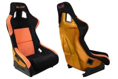 Fotel sportowy SLIDE KS2 Premium Black & Orange Welur Gold Glitter największy sklep tuningowy w Polsce!