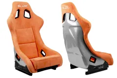 Fotel sportowy SLIDE KS2 Premium Light Orange Welur Medium Grey Glitter największy sklep tuningowy w Polsce!